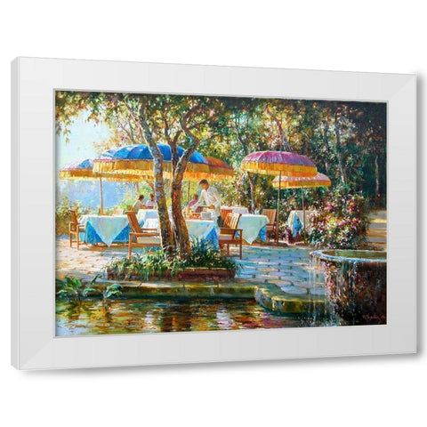 Kafe White Modern Wood Framed Art Print by Obuchovsky, Yury