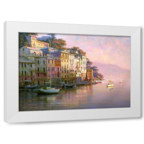 Portofino White Modern Wood Framed Art Print by Obuchovsky, Yury