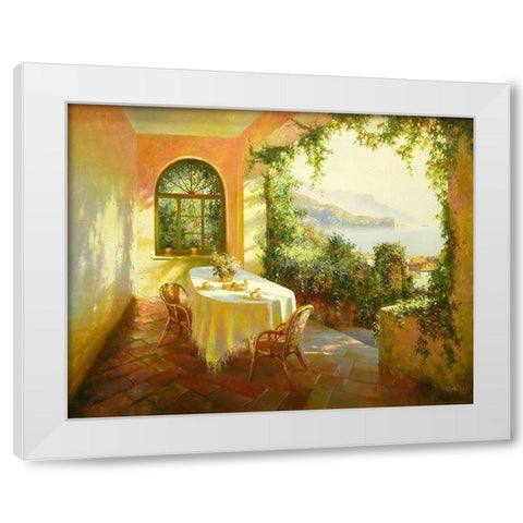 Terrace White Modern Wood Framed Art Print by Obuchovsky, Yury