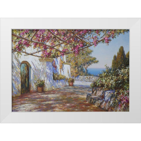 Terrace in Ravello II White Modern Wood Framed Art Print by Obuchovsky, Yury