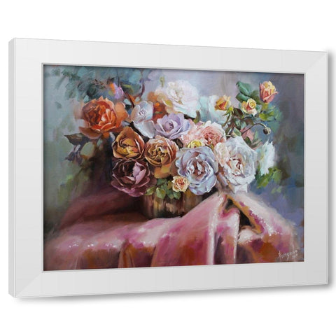 Bouquet of Aromat Roses White Modern Wood Framed Art Print by Rogozina, Svetlana