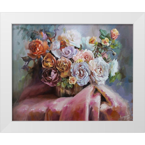 Bouquet of Aromat Roses White Modern Wood Framed Art Print by Rogozina, Svetlana