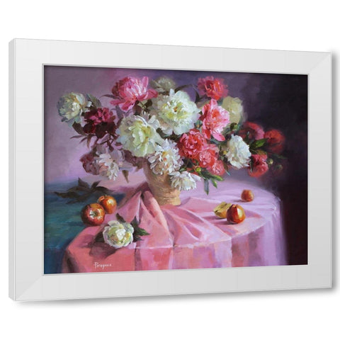 Bouquet of Magic Flowers White Modern Wood Framed Art Print by Rogozina, Svetlana