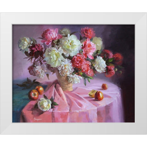 Bouquet of Magic Flowers White Modern Wood Framed Art Print by Rogozina, Svetlana