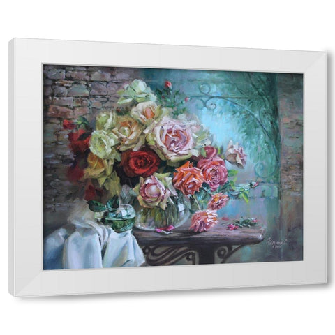 Roses are Fragrant White Modern Wood Framed Art Print by Rogozina, Svetlana