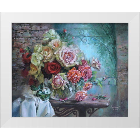 Roses are Fragrant White Modern Wood Framed Art Print by Rogozina, Svetlana