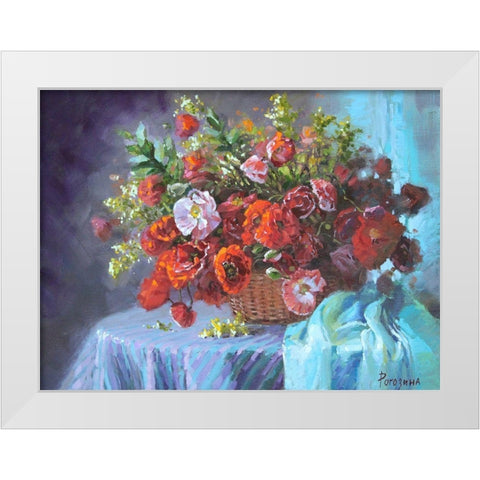 Summer Bouquet White Modern Wood Framed Art Print by Rogozina, Svetlana