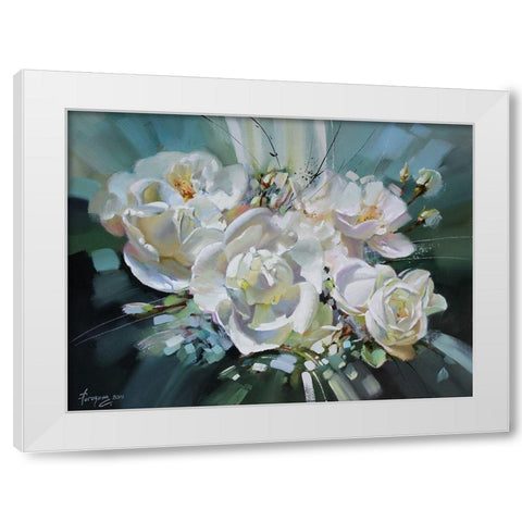 Rosehip Composition White Modern Wood Framed Art Print by Rogozina, Svetlana