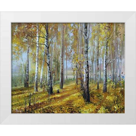 Golden Time White Modern Wood Framed Art Print by Rogozina, Svetlana
