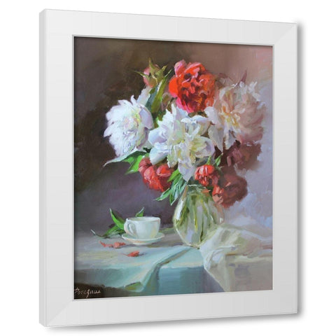 Still Life with a cup White Modern Wood Framed Art Print by Rogozina, Svetlana