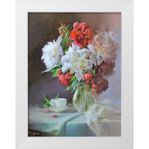 Still Life with a cup White Modern Wood Framed Art Print by Rogozina, Svetlana