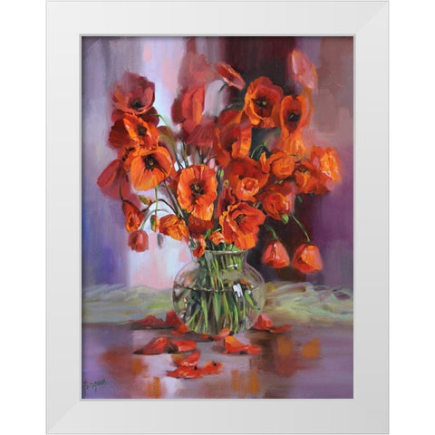 Poppies White Modern Wood Framed Art Print by Rogozina, Svetlana