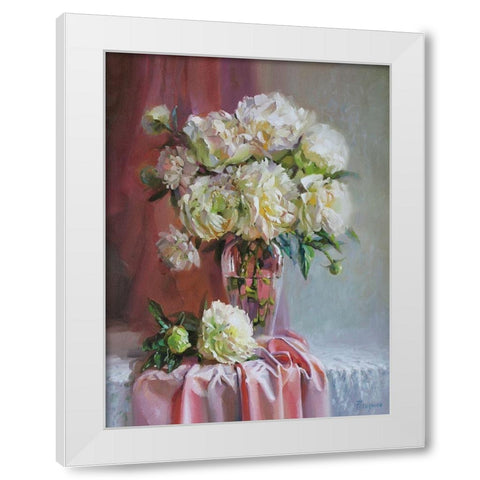White Peonies White Modern Wood Framed Art Print by Rogozina, Svetlana