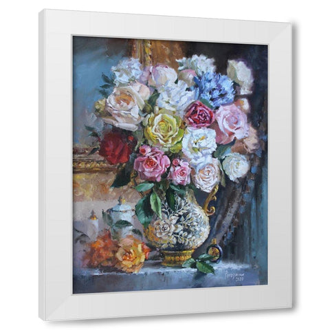 Holidays Bouquet White Modern Wood Framed Art Print by Rogozina, Svetlana
