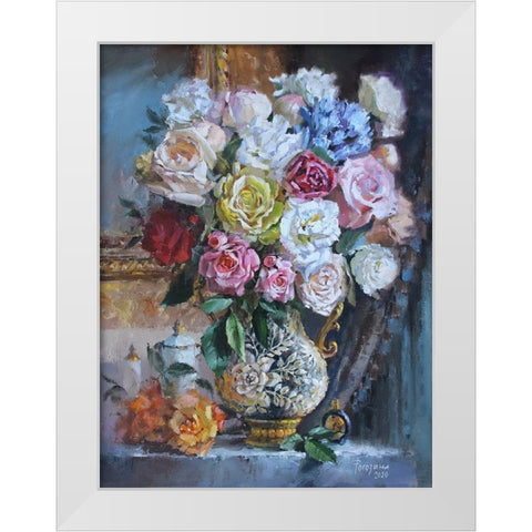 Holidays Bouquet White Modern Wood Framed Art Print by Rogozina, Svetlana