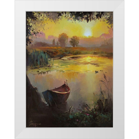 Sunset White Modern Wood Framed Art Print by Rogozina, Svetlana