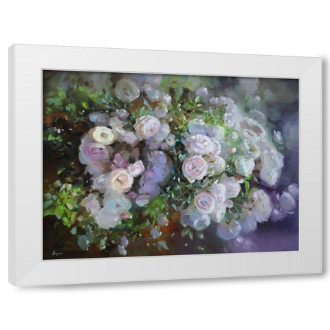 Aromat of Roses White Modern Wood Framed Art Print by Rogozina, Svetlana