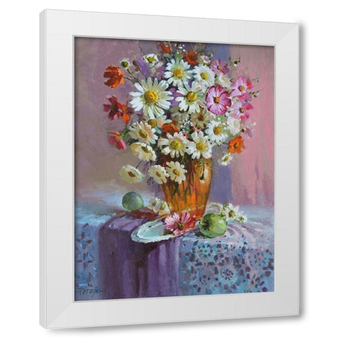 Summer Bouquet White Modern Wood Framed Art Print by Rogozina, Svetlana