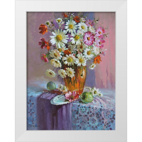 Summer Bouquet White Modern Wood Framed Art Print by Rogozina, Svetlana