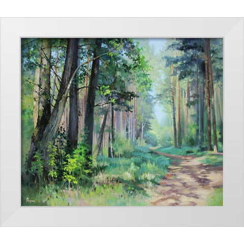 Summer in a pine Forest White Modern Wood Framed Art Print by Rogozina, Svetlana