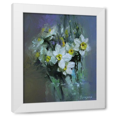 Daffodils White Modern Wood Framed Art Print by Rogozina, Svetlana