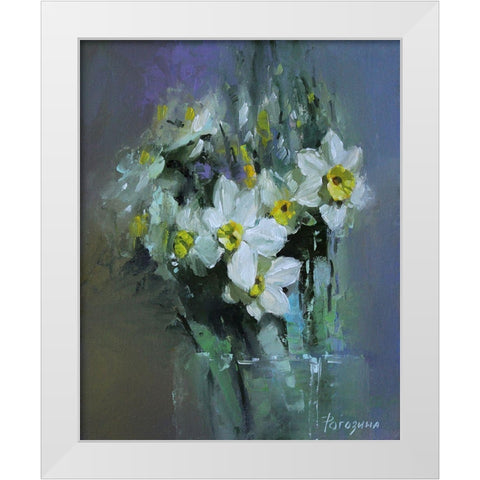 Daffodils White Modern Wood Framed Art Print by Rogozina, Svetlana