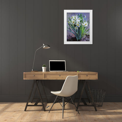 Daffodils Bloomed White Modern Wood Framed Art Print by Rogozina, Svetlana