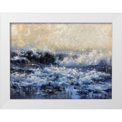 Prussian Blue White Modern Wood Framed Art Print by Singatullin, Marsel