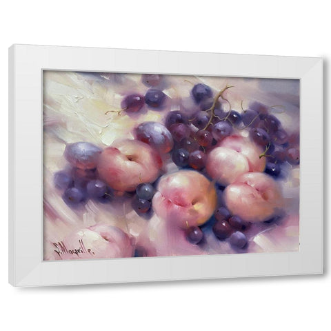 Still Life with Peaches White Modern Wood Framed Art Print by Singatullin, Marsel