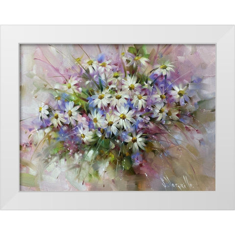 Summer Bouquet White Modern Wood Framed Art Print by Singatullin, Marsel