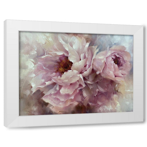 Pink Peonies White Modern Wood Framed Art Print by Singatullin, Marsel