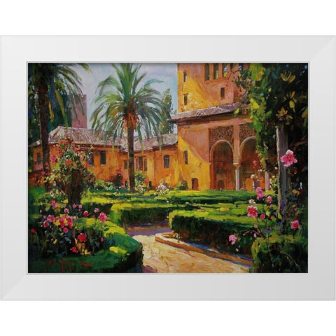 Alhambra in Spain White Modern Wood Framed Art Print by Sviridov, Sergei