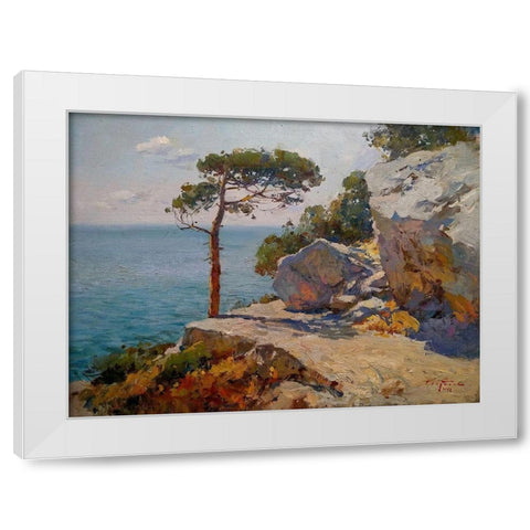 Rocky Coast V White Modern Wood Framed Art Print by Sviridov, Sergei
