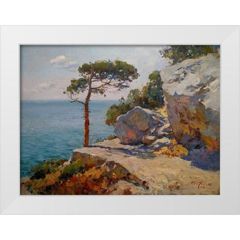 Rocky Coast V White Modern Wood Framed Art Print by Sviridov, Sergei