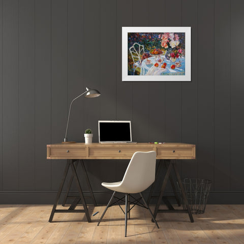A Table in Garden VIII White Modern Wood Framed Art Print by Sviridov, Sergei
