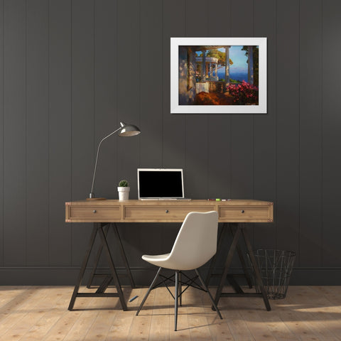 White House on the coast White Modern Wood Framed Art Print by Sviridov, Sergei