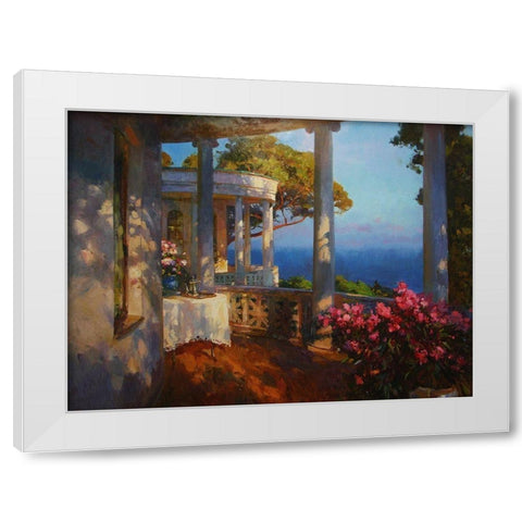 White House on the coast White Modern Wood Framed Art Print by Sviridov, Sergei