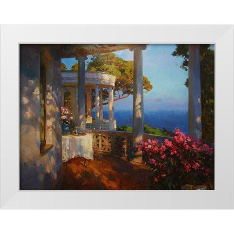 White House on the coast White Modern Wood Framed Art Print by Sviridov, Sergei