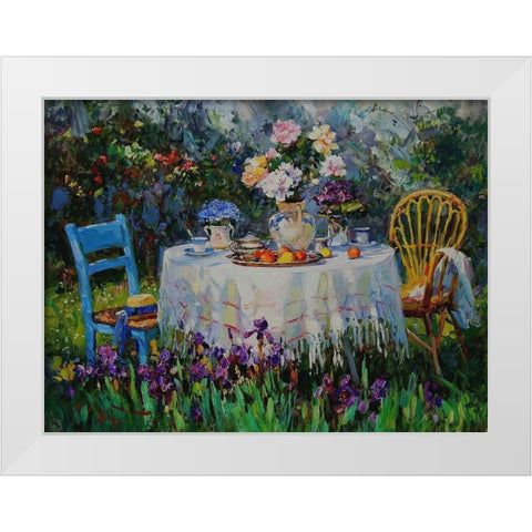 A Table in Garden IX White Modern Wood Framed Art Print by Sviridov, Sergei