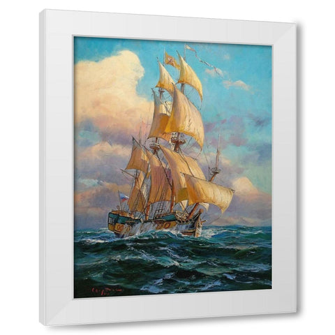 Sailing Boat I White Modern Wood Framed Art Print by Sviridov, Sergei