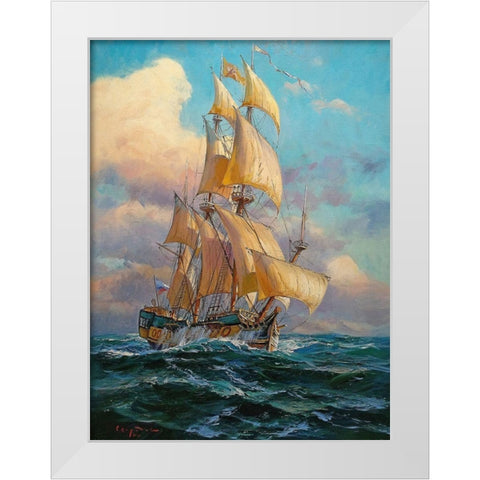 Sailing Boat I White Modern Wood Framed Art Print by Sviridov, Sergei