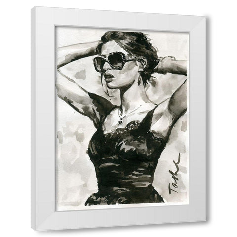 Fashionista White Modern Wood Framed Art Print by Tashe