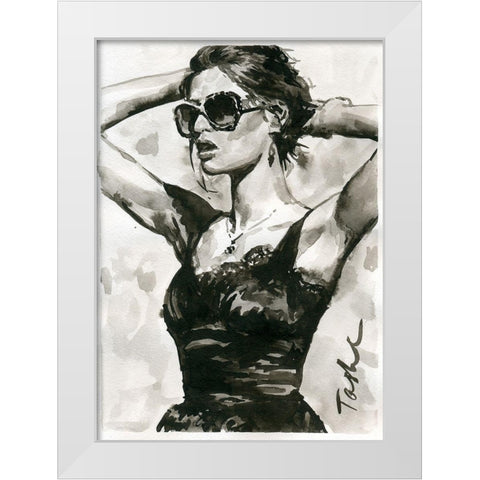 Fashionista White Modern Wood Framed Art Print by Tashe