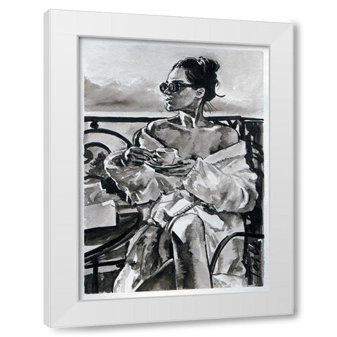 Lazy Morning White Modern Wood Framed Art Print by Tashe