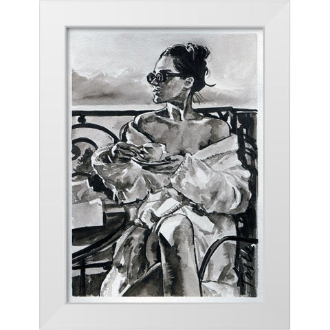 Lazy Morning White Modern Wood Framed Art Print by Tashe