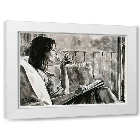 Good Evening White Modern Wood Framed Art Print by Tashe