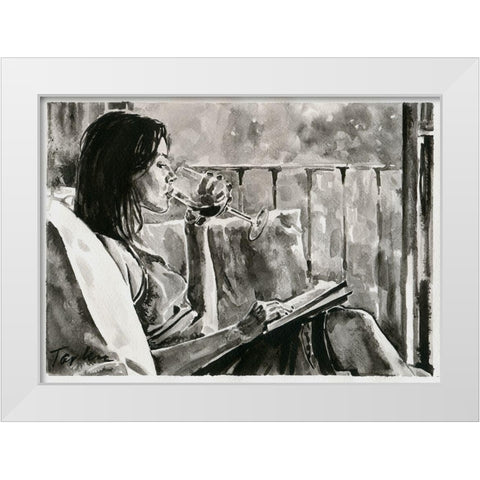 Good Evening White Modern Wood Framed Art Print by Tashe