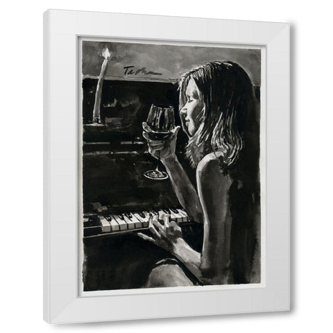 Romanitc Evening with Candles White Modern Wood Framed Art Print by Tashe