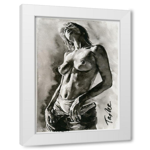 Undressing White Modern Wood Framed Art Print by Tashe