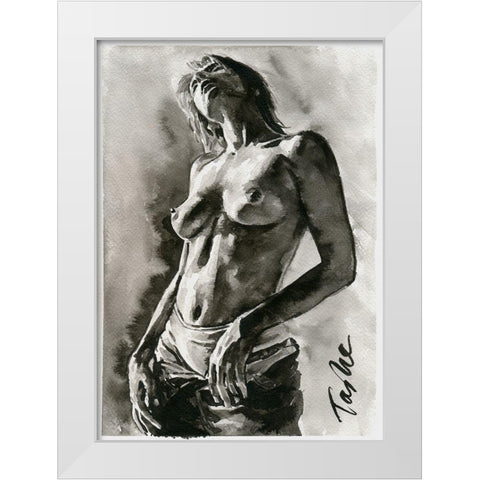 Undressing White Modern Wood Framed Art Print by Tashe